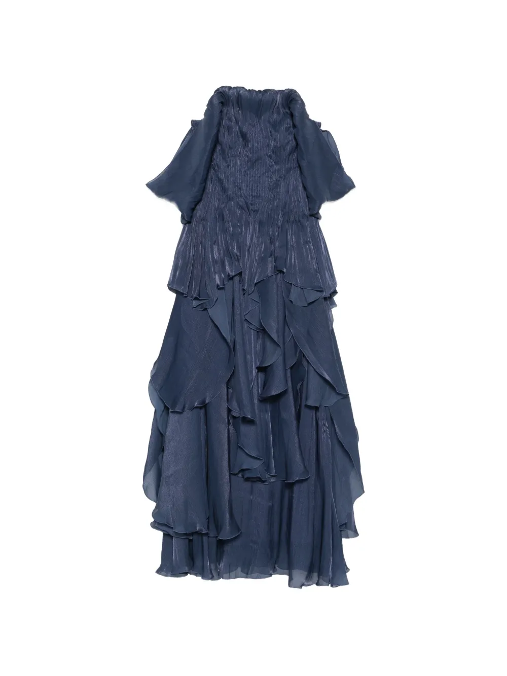 Aje Ruffled Off-shoulder Maxi Dress In Blue