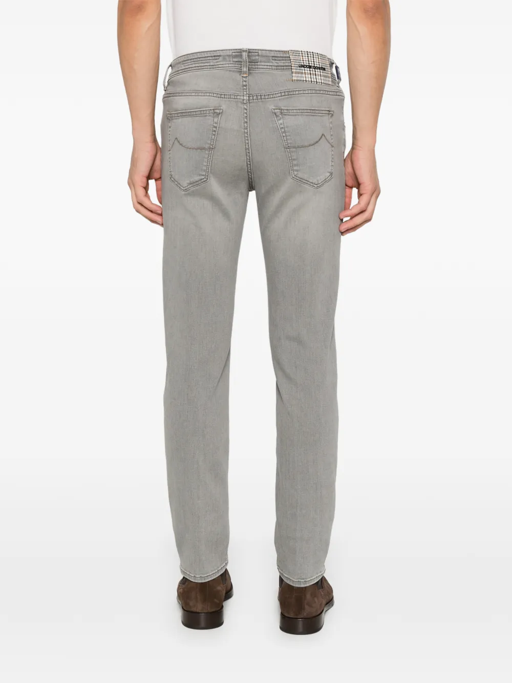 Jacob Cohën Scott cropped skinny jeans met logopatch Grijs