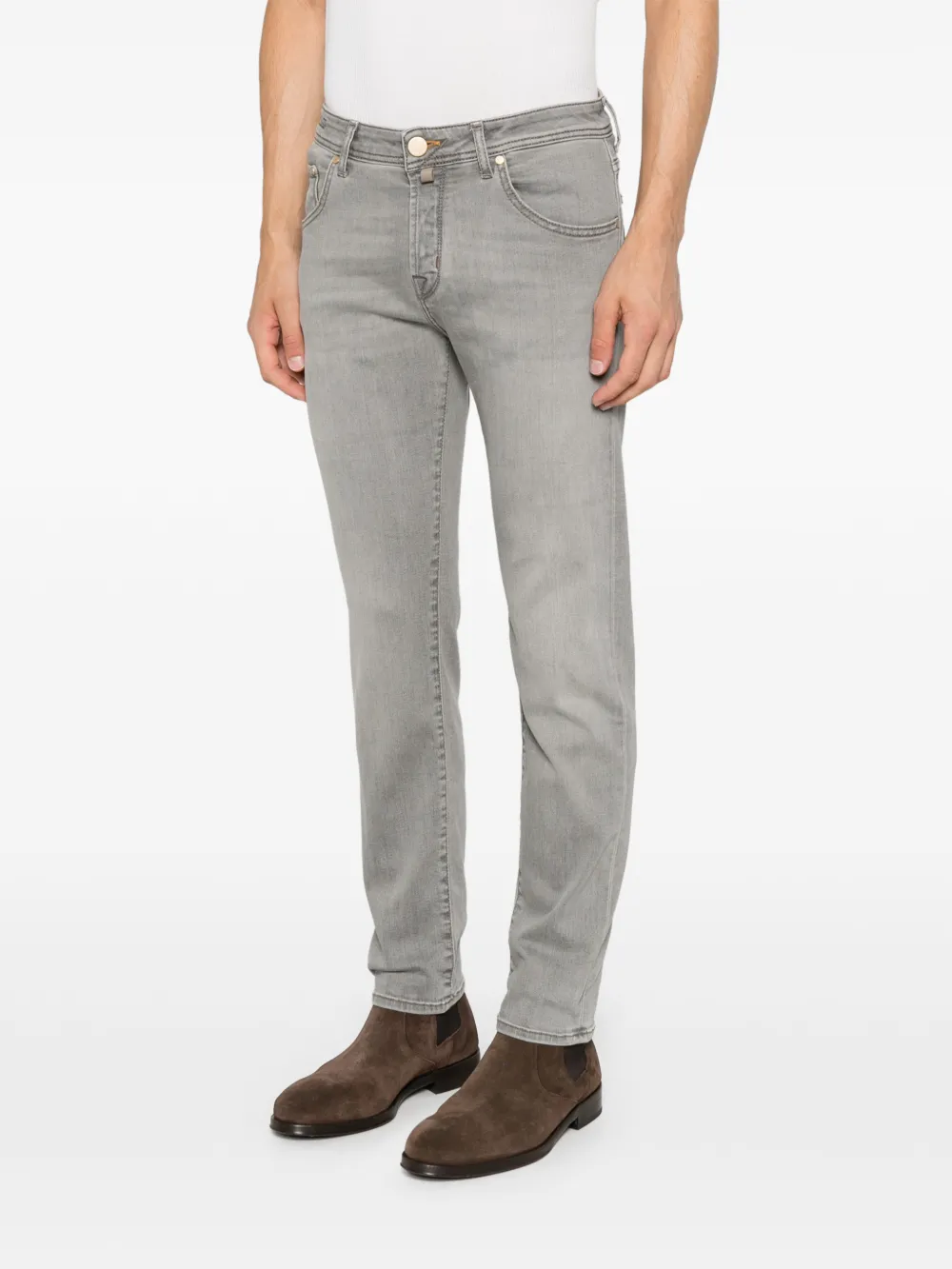 Jacob Cohën Scott cropped skinny jeans met logopatch Grijs