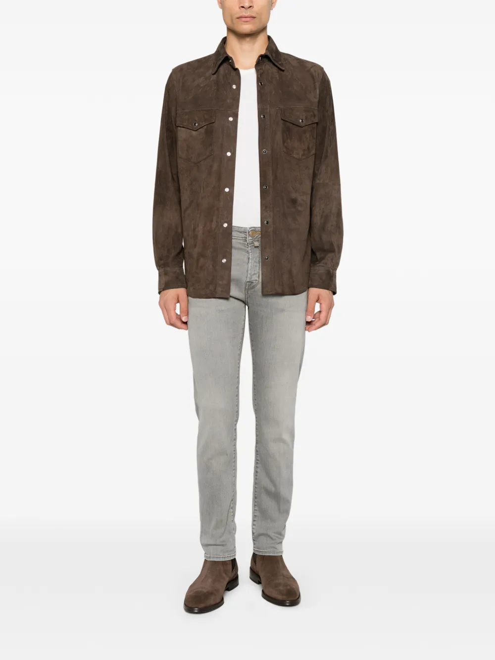 Jacob Cohën Scott cropped skinny jeans met logopatch Grijs