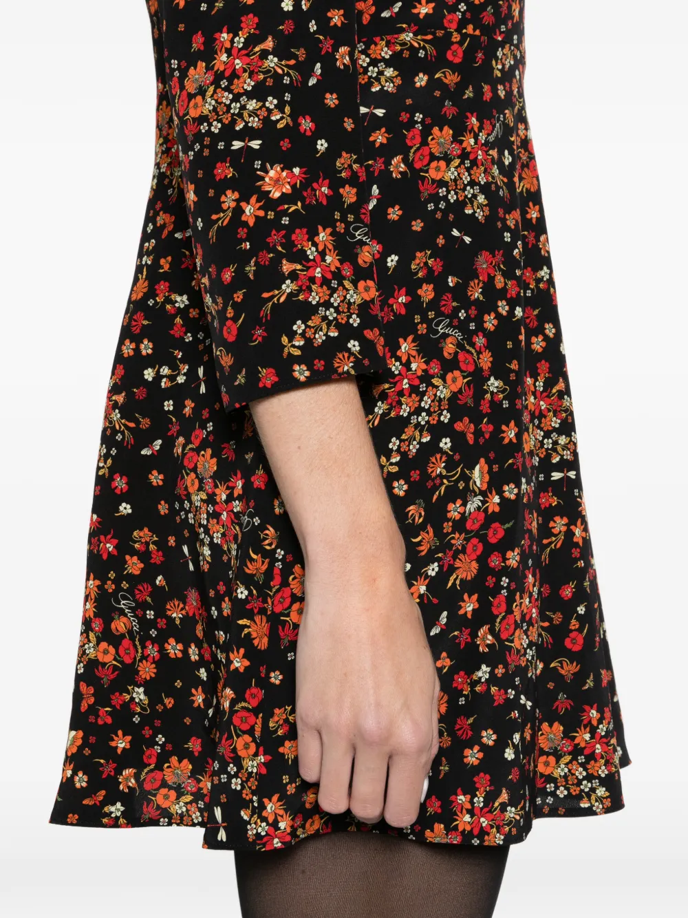 Gucci printed silk dress Zwart