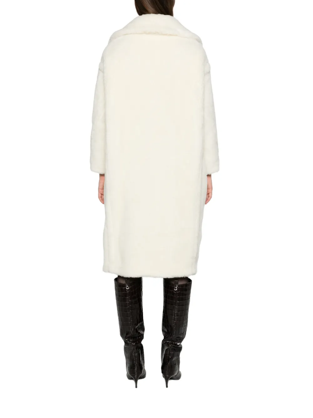 Max Mara Teddy Bear Icon coat in alpaca and wool white Wit