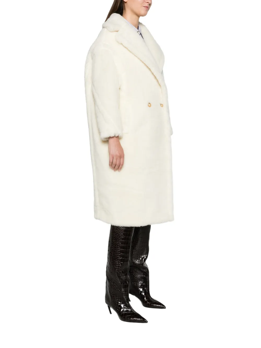Max Mara Teddy Bear Icon coat in alpaca and wool white Wit