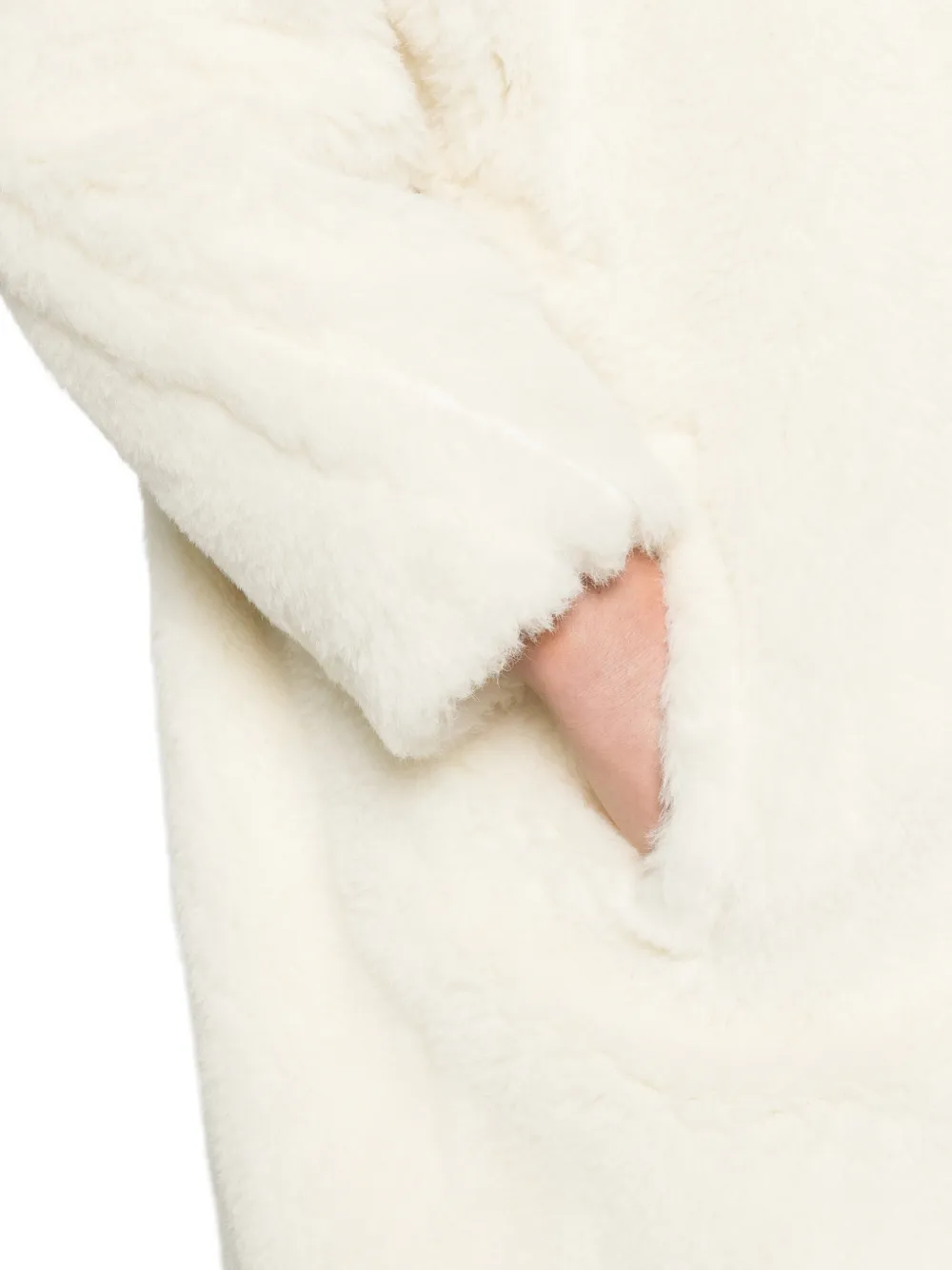 Max Mara Teddy Bear Icon coat in alpaca and wool white Wit