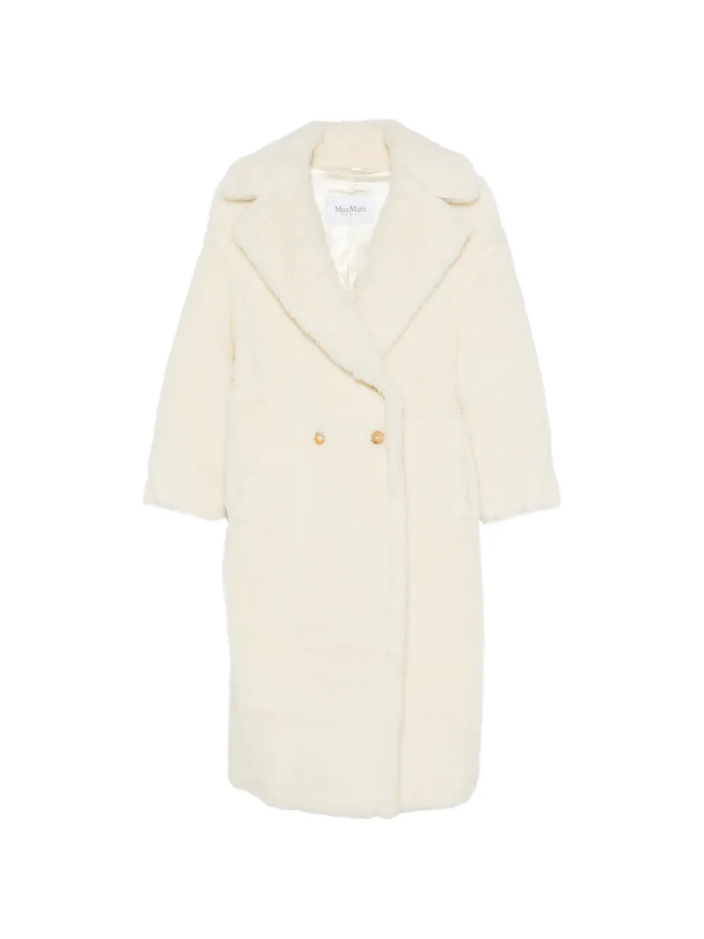 Max Mara Teddy Bear Icon coat in alpaca and wool white Wit