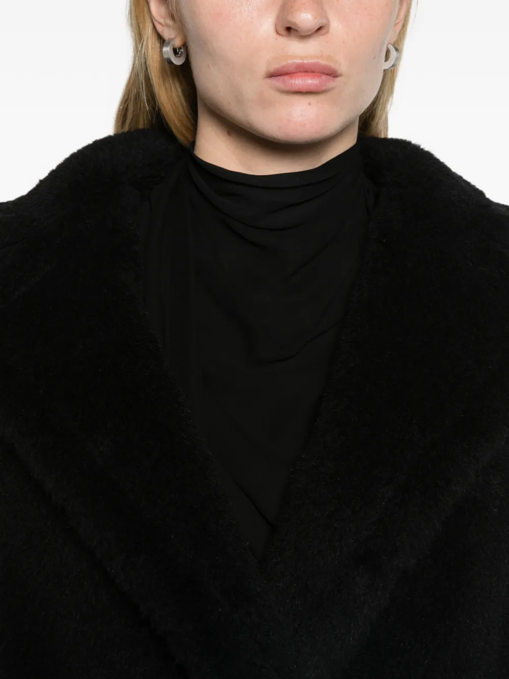Max Mara Teddy Bear Icon coat in alpaca and wool black Zwart