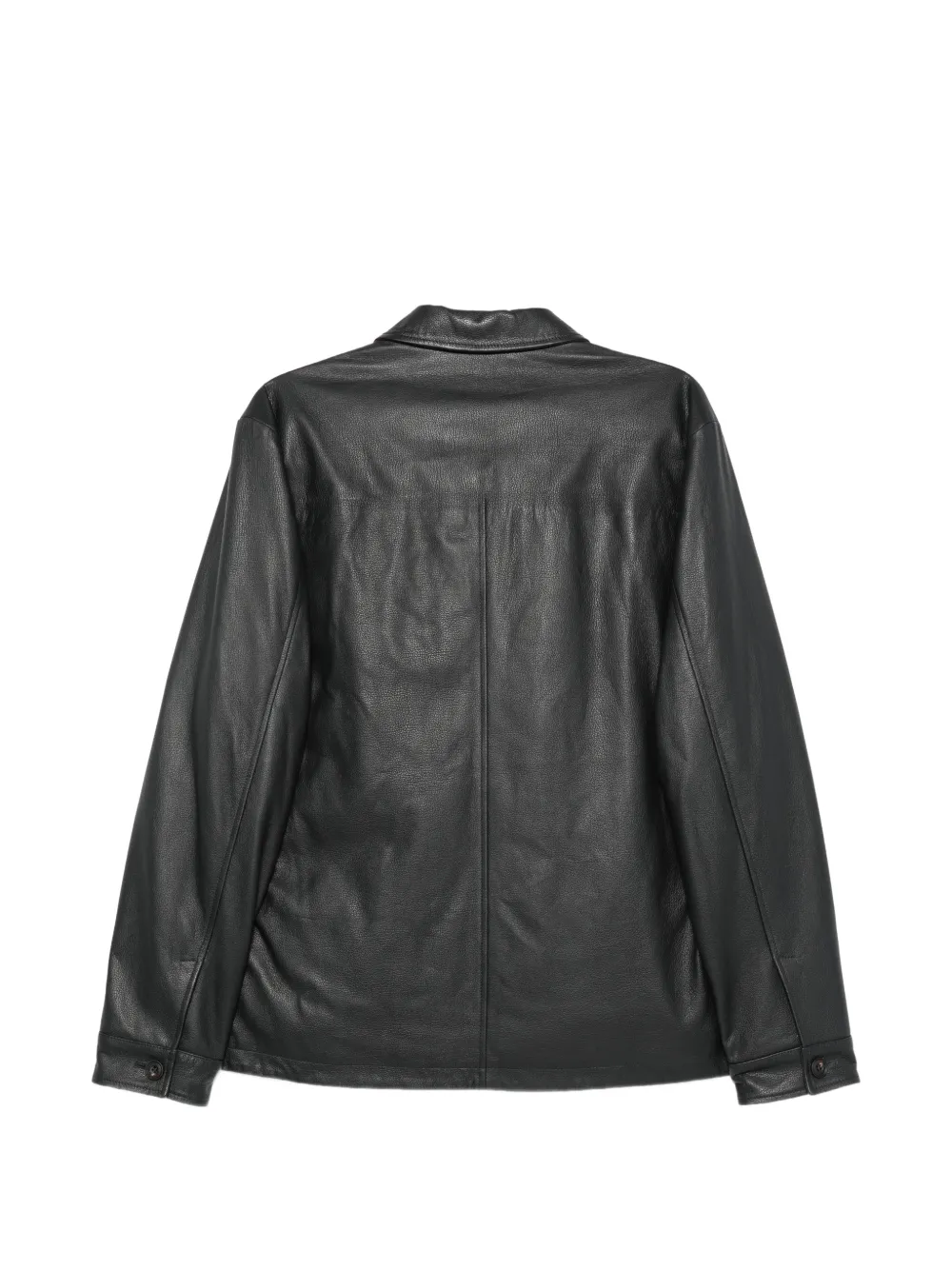 Corneliani button-up leather coat Zwart