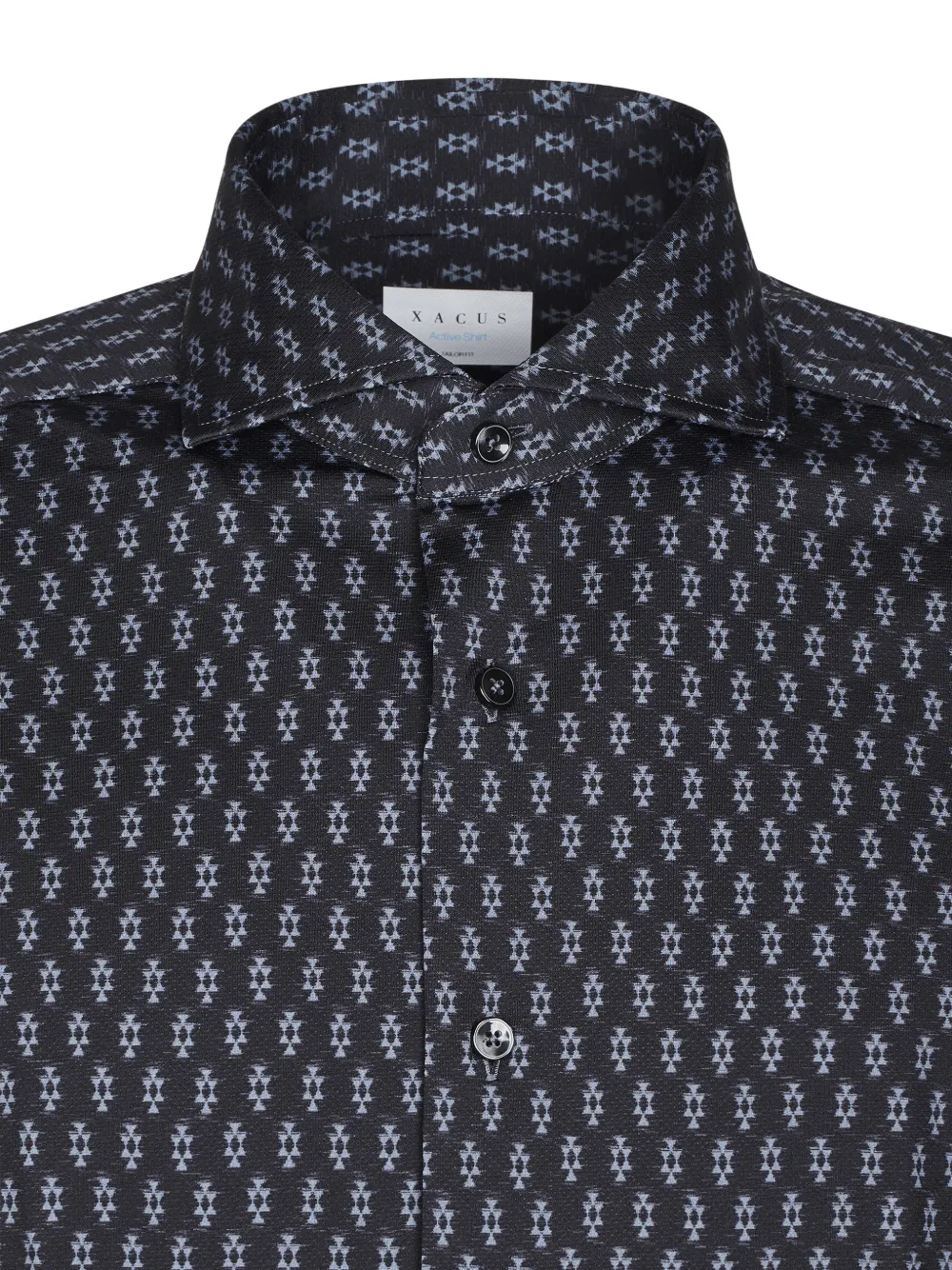 Xacus Active Shirt geometric-print shirt Zwart