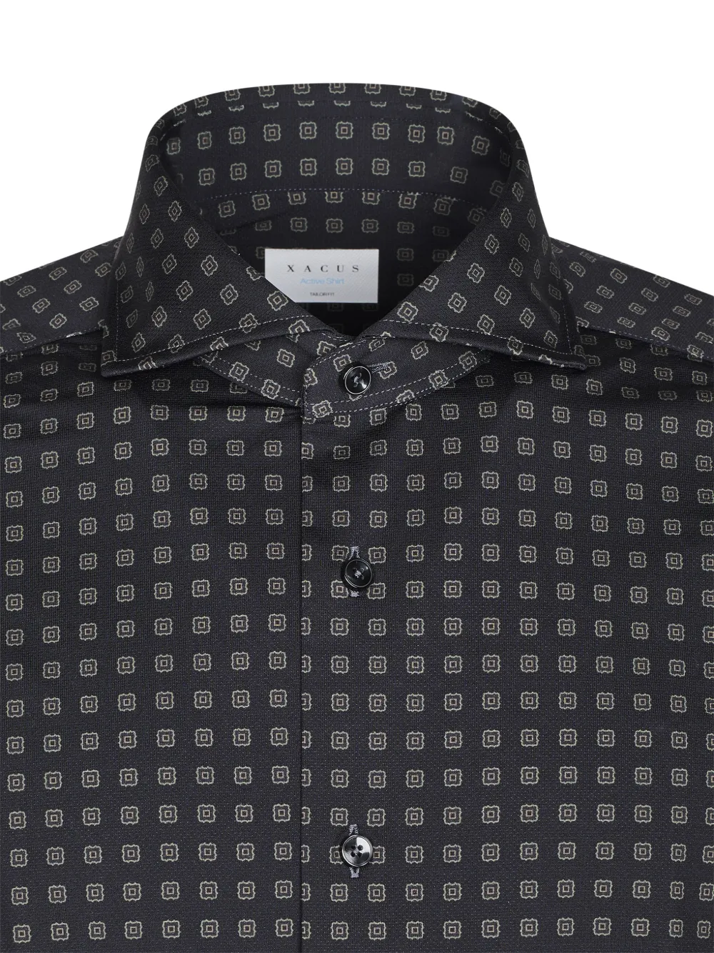 Xacus Overhemd met geometrische print Zwart