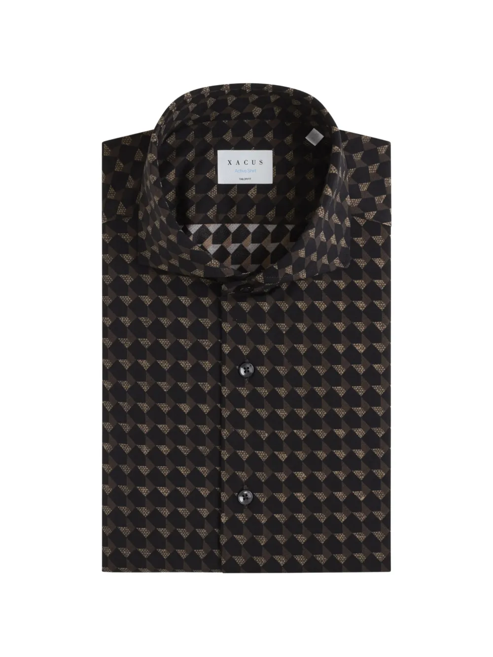 Xacus Geometric-print Shirt In Brown