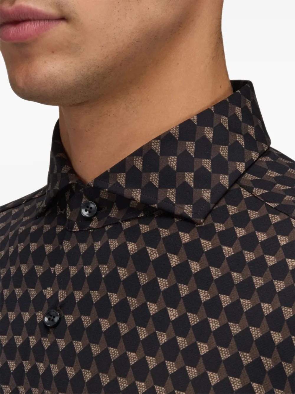 Xacus Overhemd met geometrische print Bruin