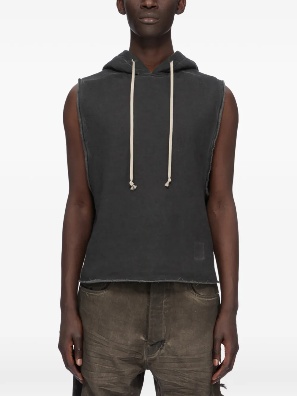 Rick Owens DRKSHDW sleeveless raw-cut hoodie - Nero