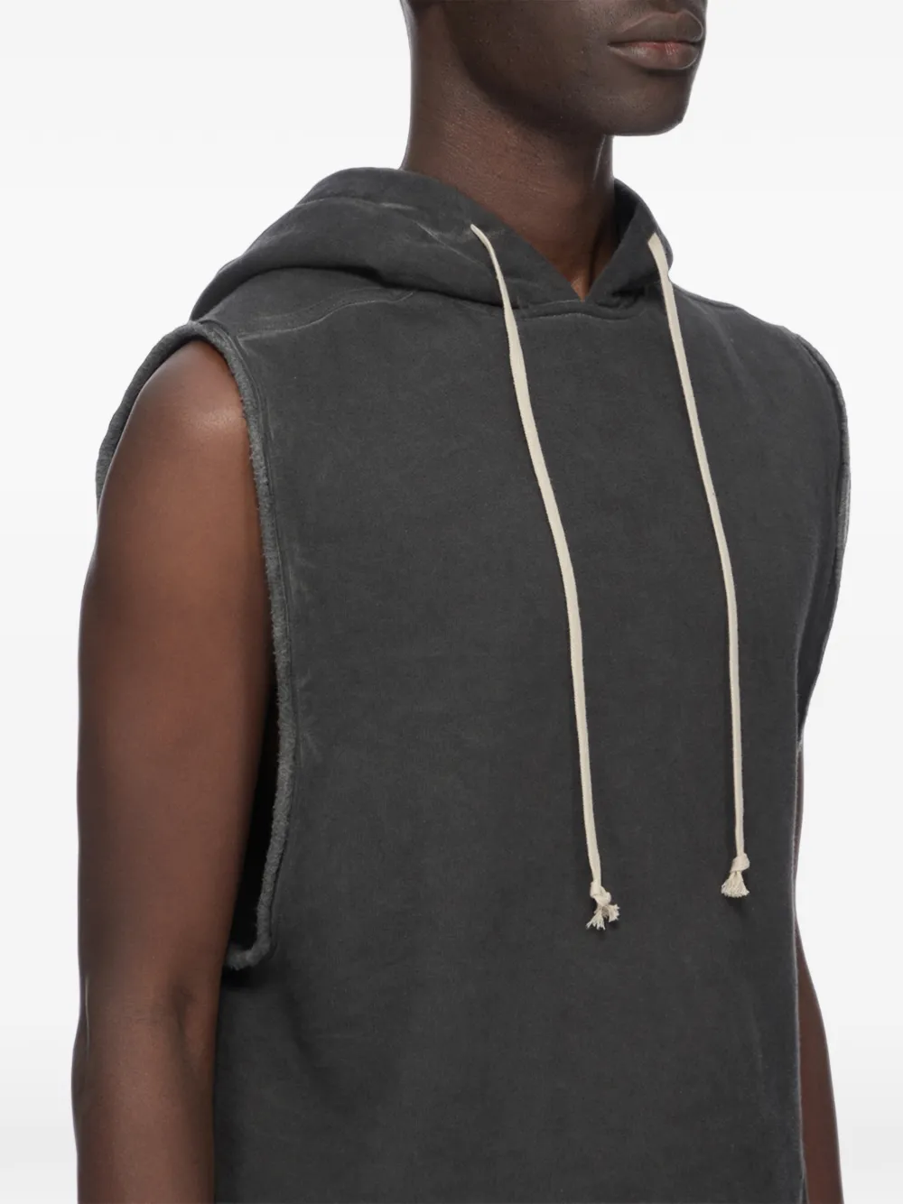 Rick Owens DRKSHDW sleeveless raw-cut hoodie Zwart