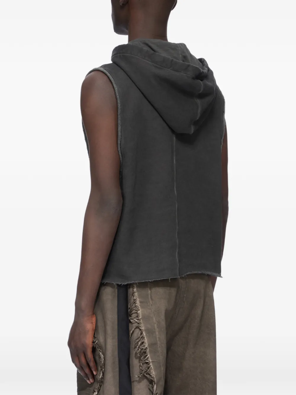 Rick Owens DRKSHDW sleeveless raw-cut hoodie Zwart