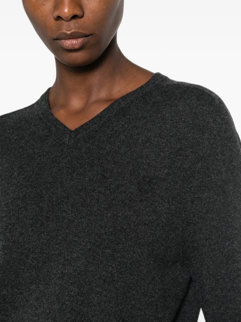 Gucci Trui met geborduurd logo en V-hals Grijs