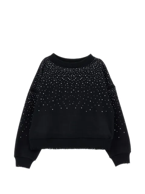 Monnalisa rhinestone-embellished frayed-edge sweater
