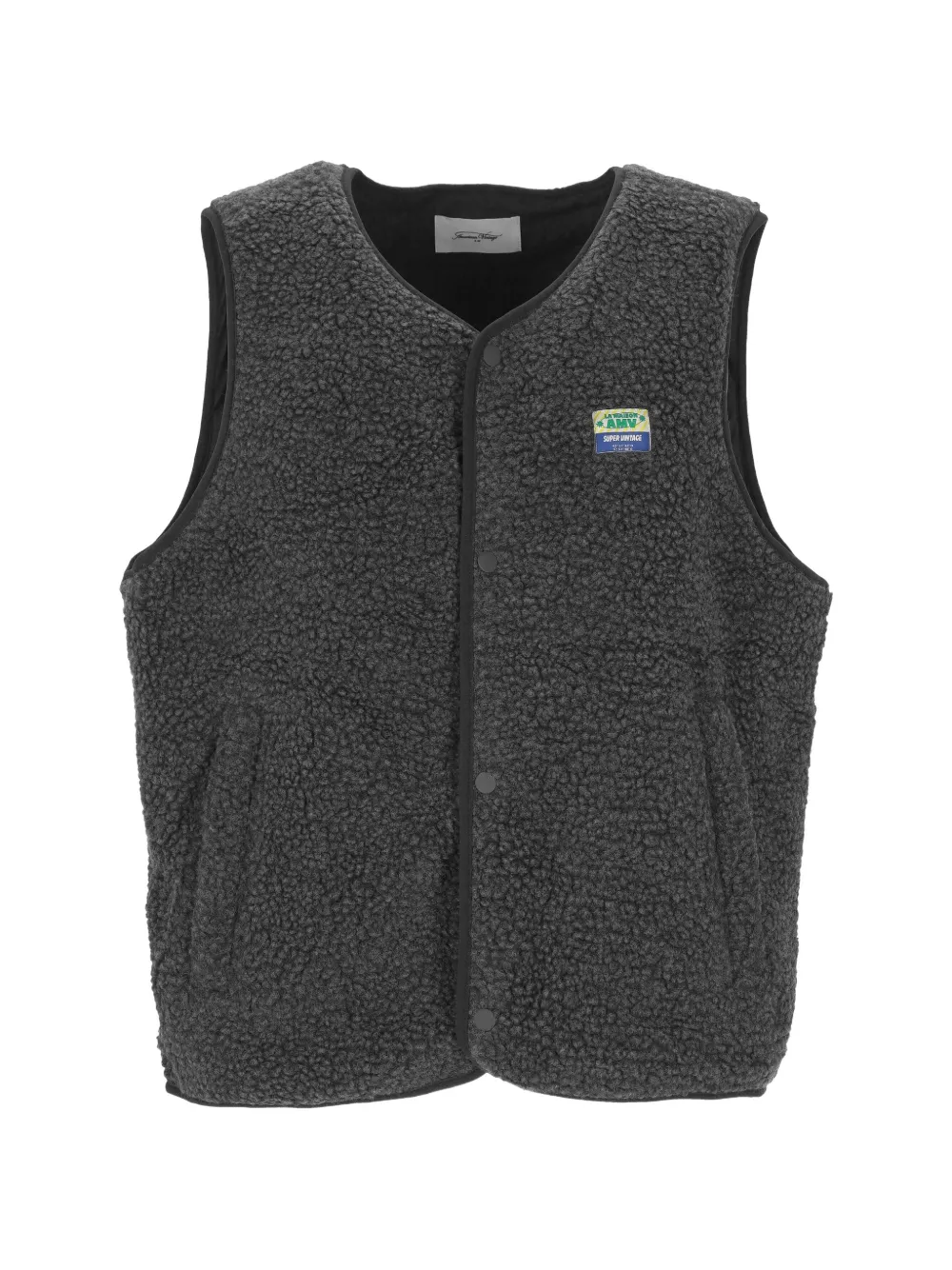American Vintage Hoktown fleece logo-patch gilet - Grau