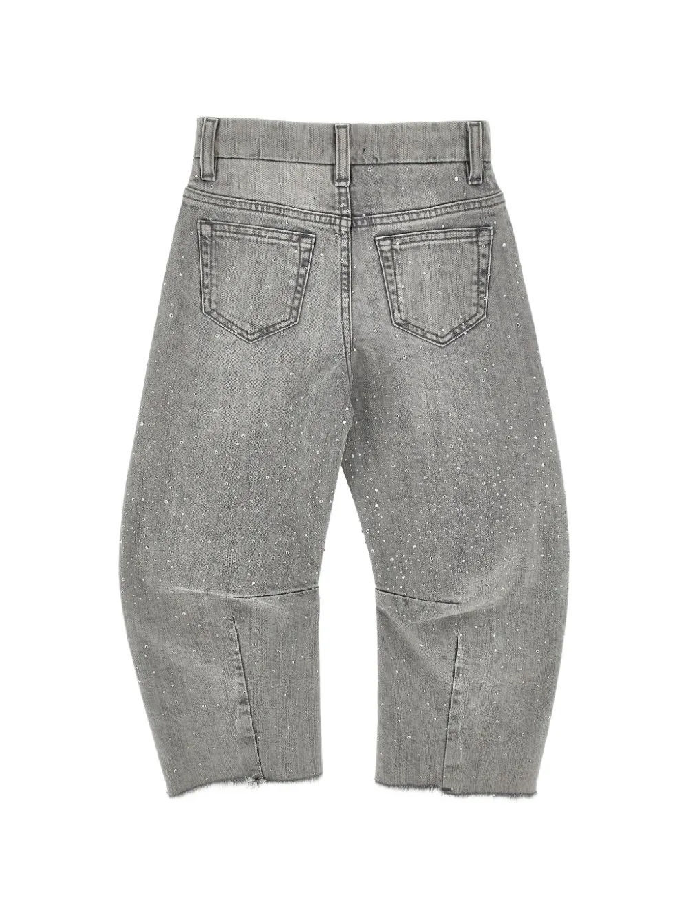 Monnalisa Jeans met gerafelde zoom en verfraaid met stras Grijs