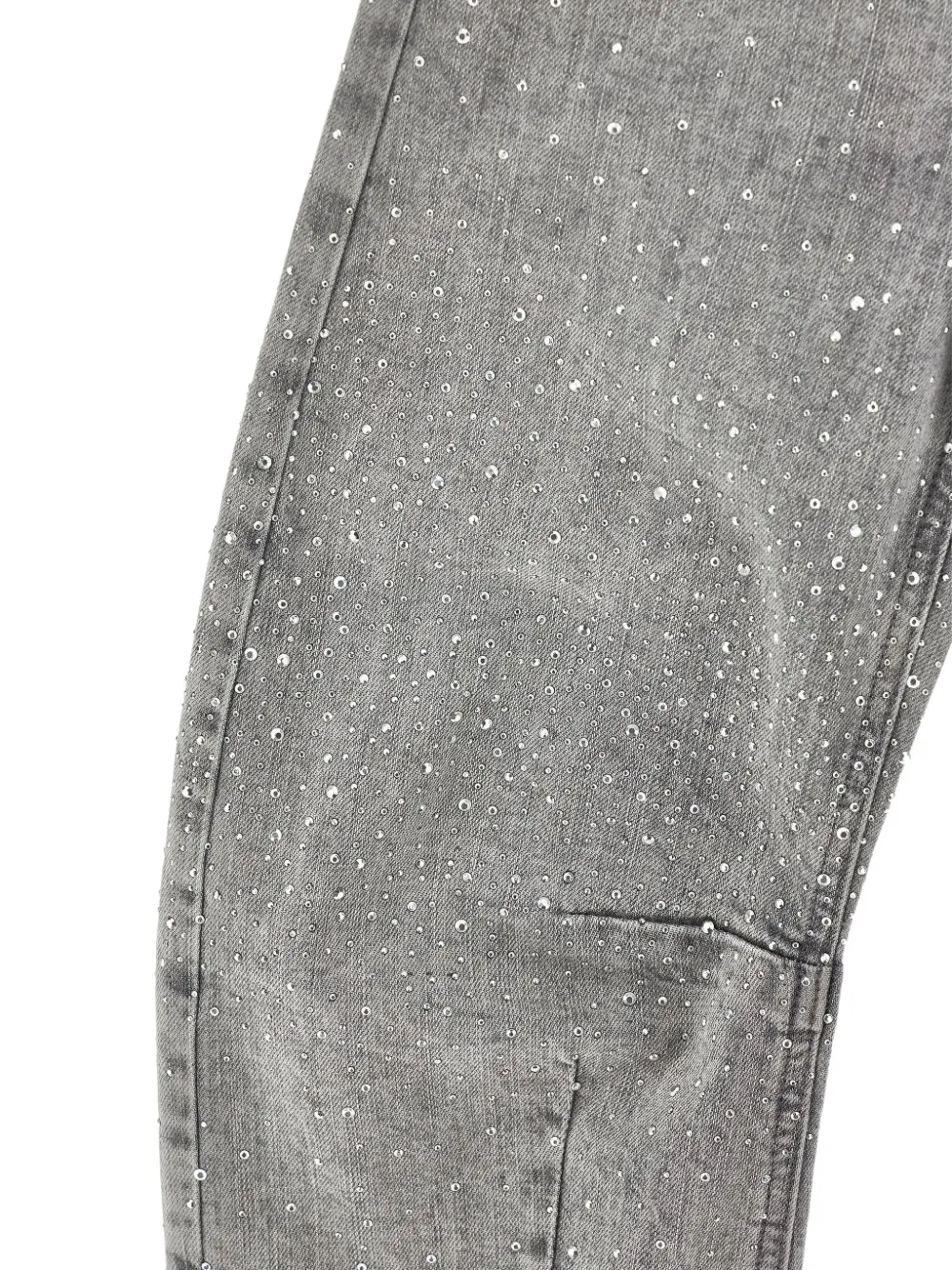 Monnalisa Jeans met gerafelde zoom en verfraaid met stras Grijs