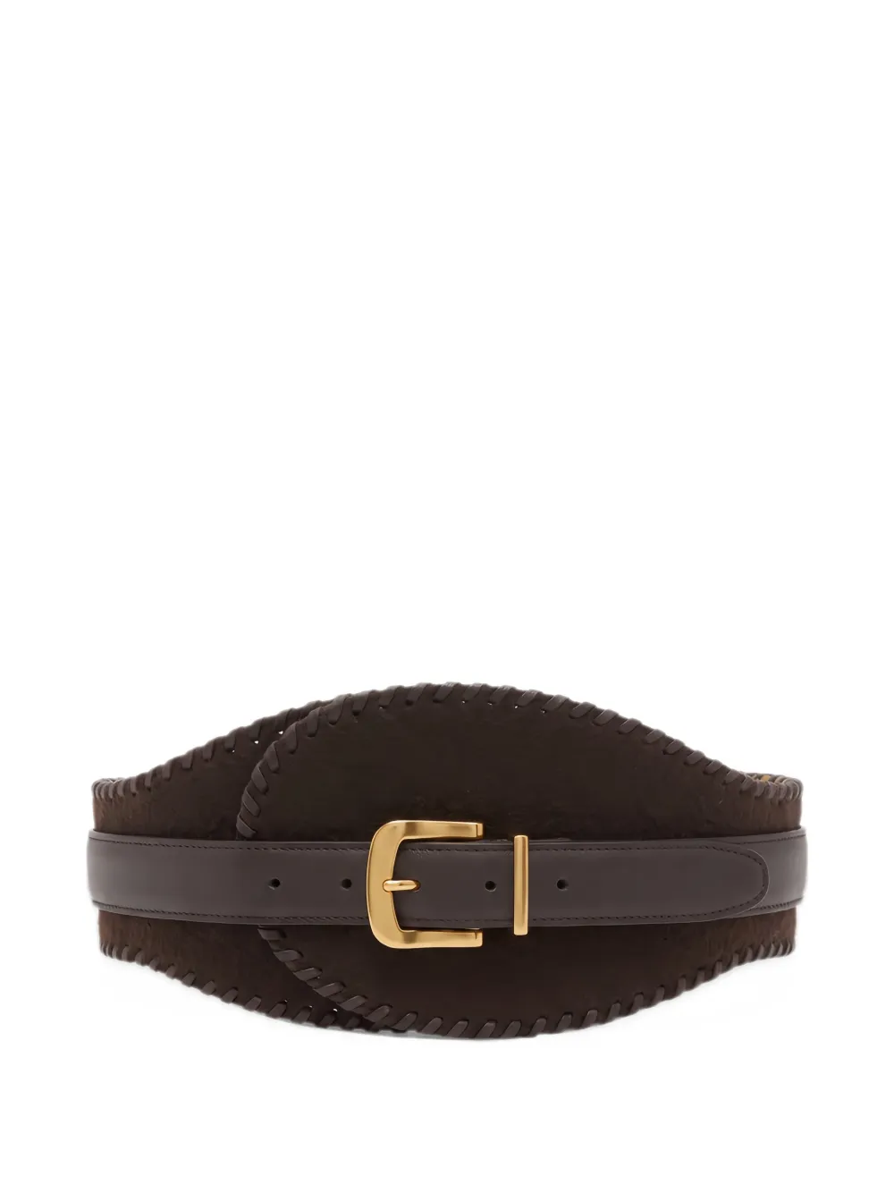 Agnona whipstitch-trim cashmere belt - Marrone