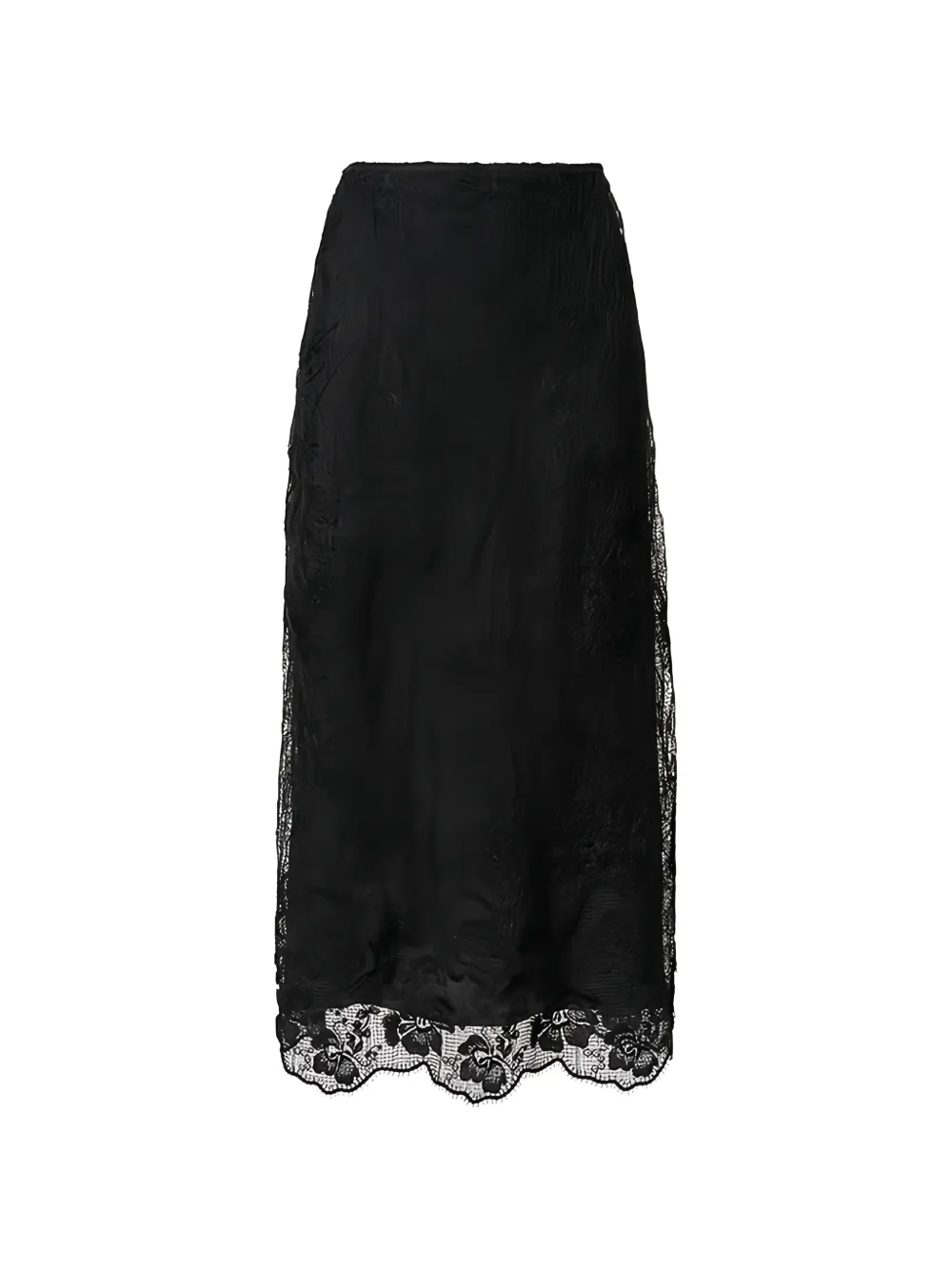 Fabiana Filippi lace-overlay scalloped midi skirt - Nero