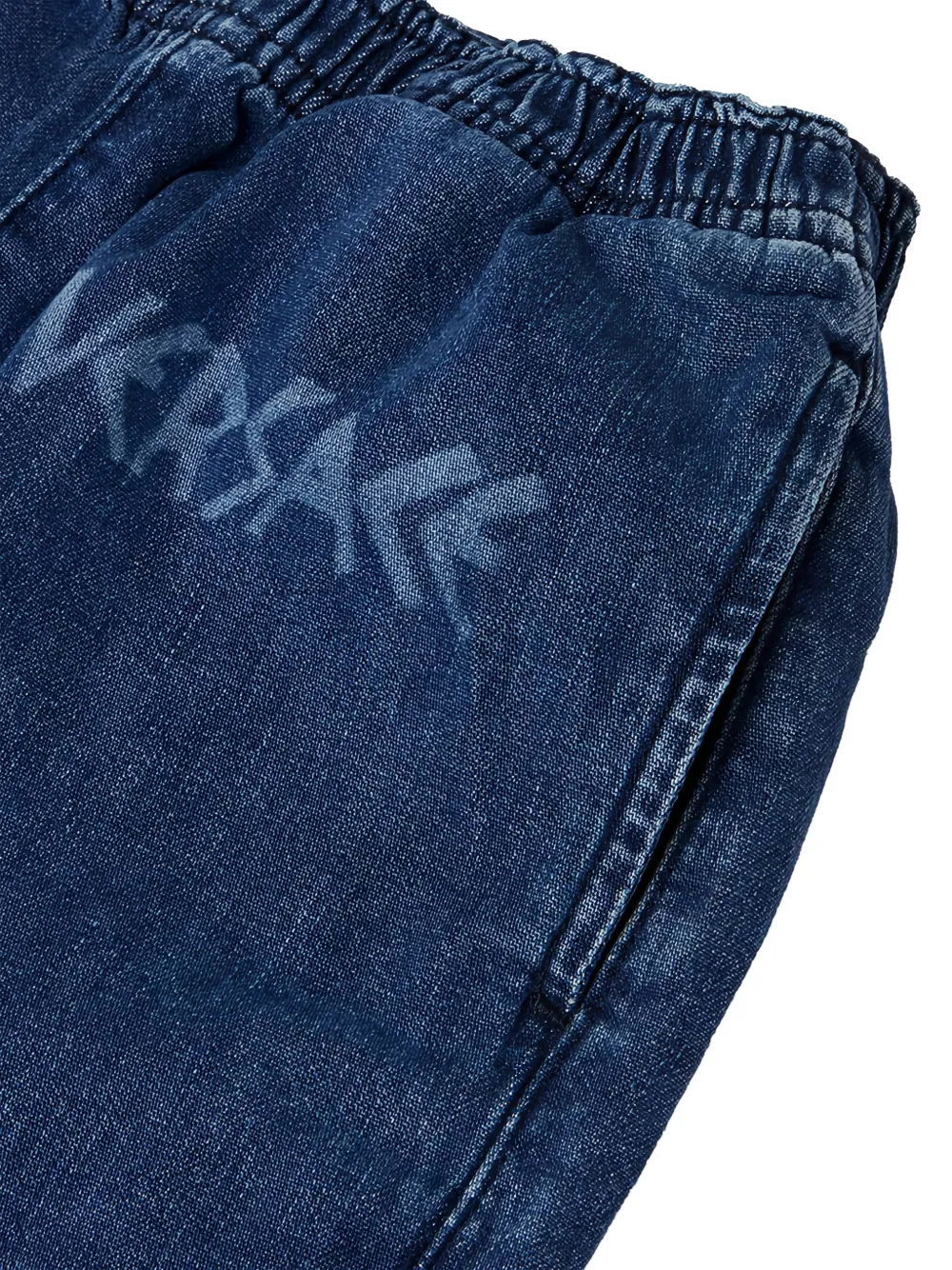 Versace Kids Greca Wave denim shorts Blauw