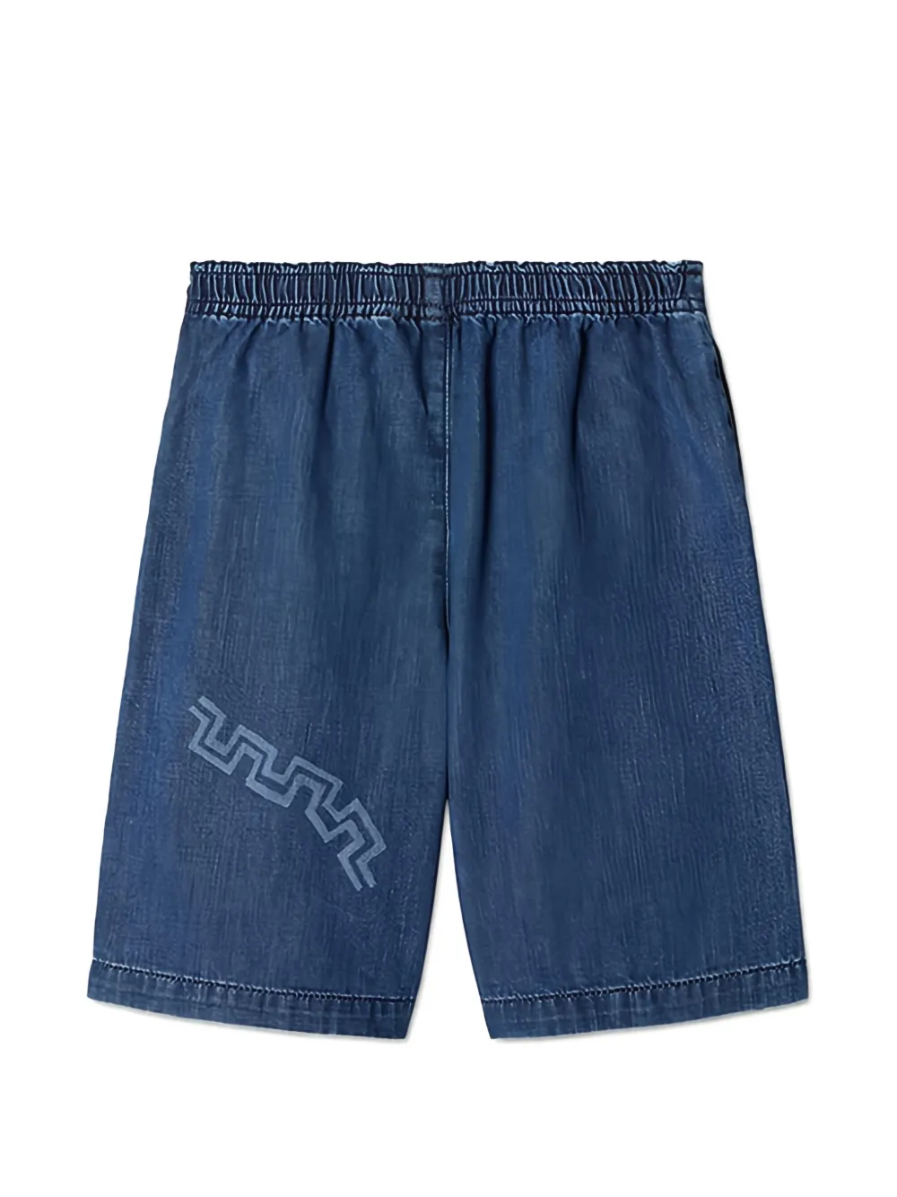 Versace Kids Greca Wave denim shorts Blauw