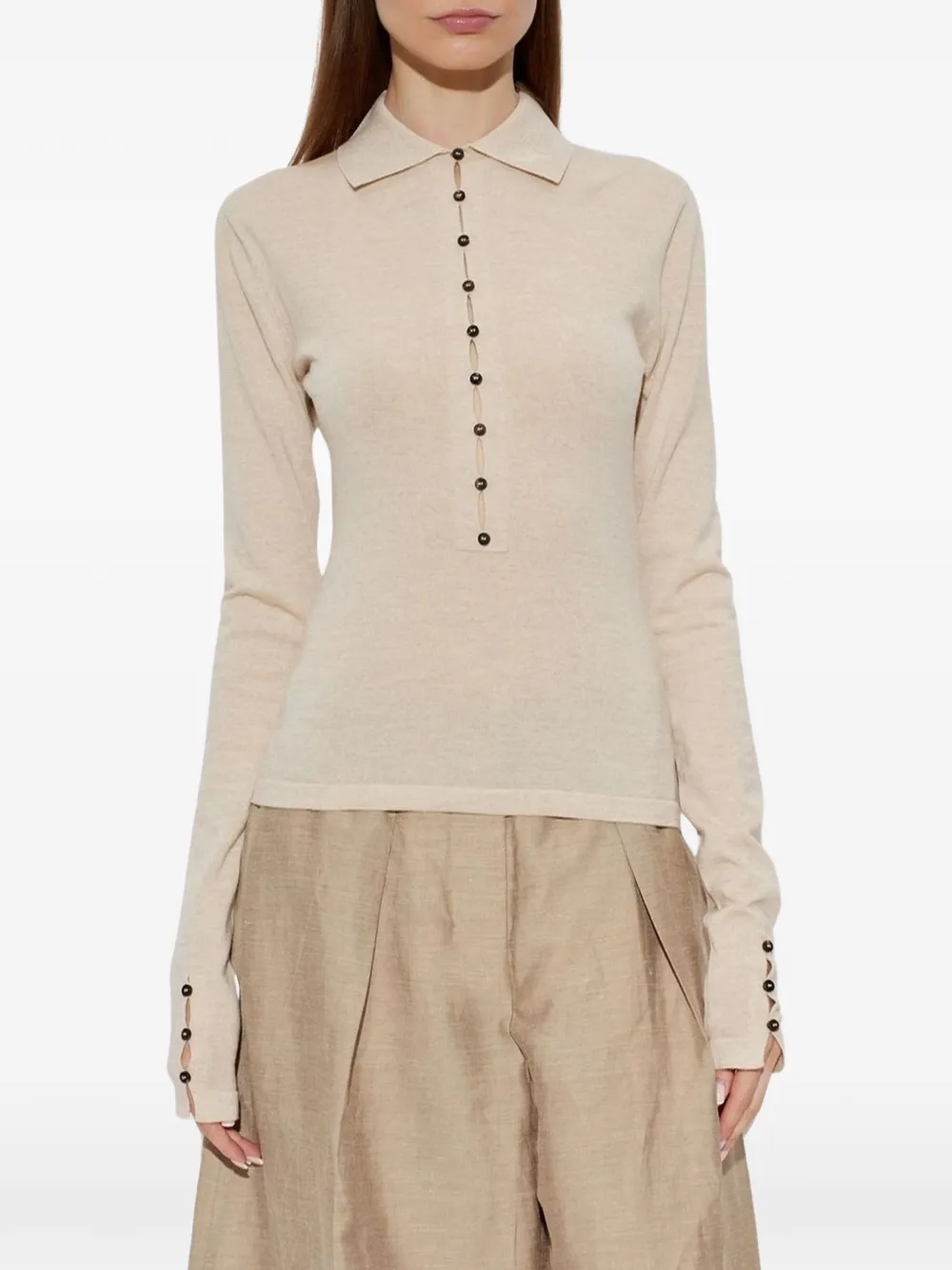 Jacquemus Poloshirt van merinowol Beige