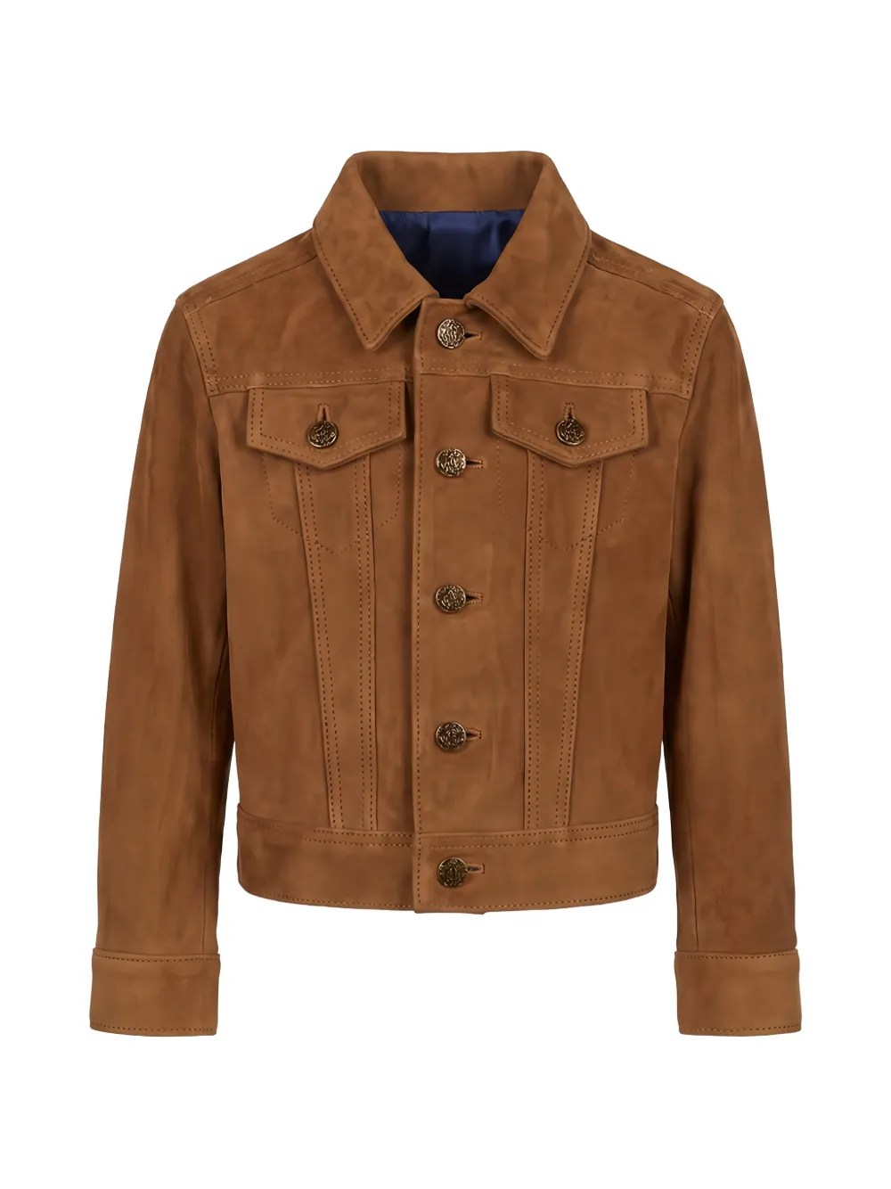 Roberto Cavalli Junior suede-effect button-up jacket - Marrone