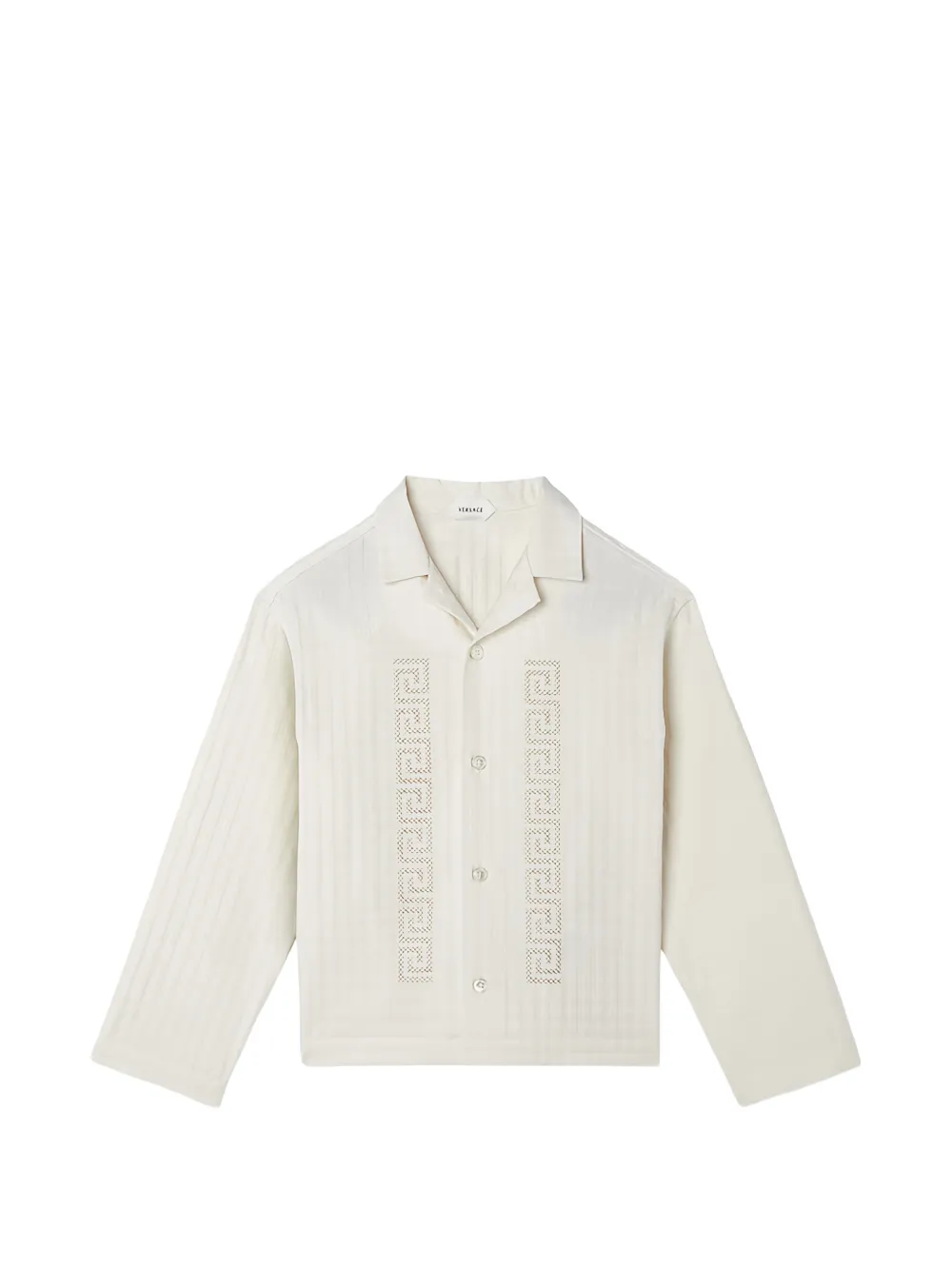 Versace Kids Greca embroidered shirt - Weiß