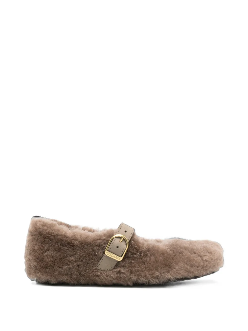 Birkenstock Santa Clarita shearling-trim buckle-strap ballet flats - Marrone