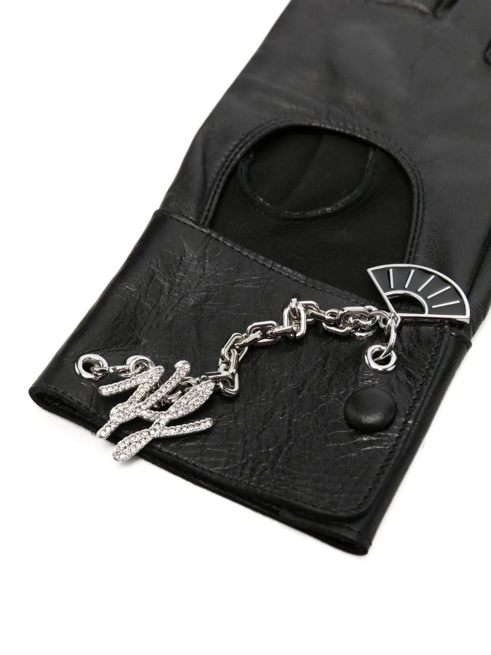Karl Lagerfeld charm-embellished fingerless gloves Zwart