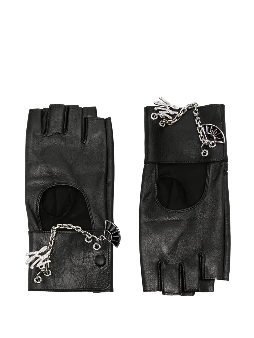 Karl Lagerfeld charm-embellished fingerless gloves Zwart
