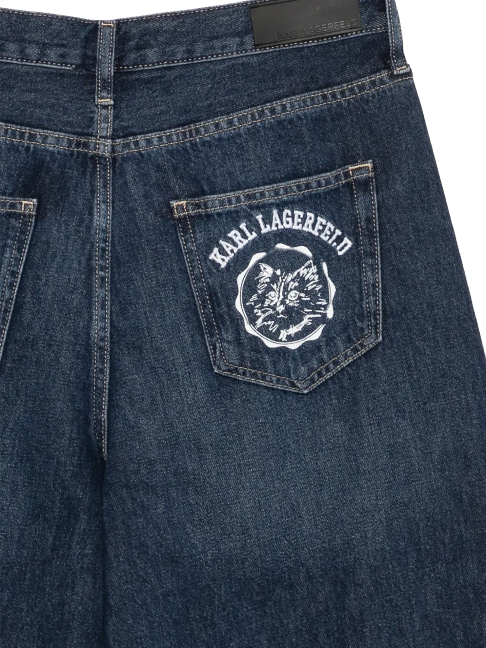 Karl Lagerfeld Jeans met geborduurd logo en wijde pijpen Blauw