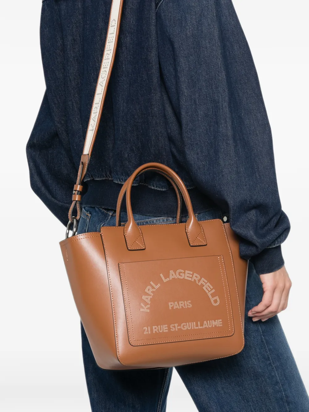 Karl Lagerfeld Kleine K Daily leren shopper Bruin