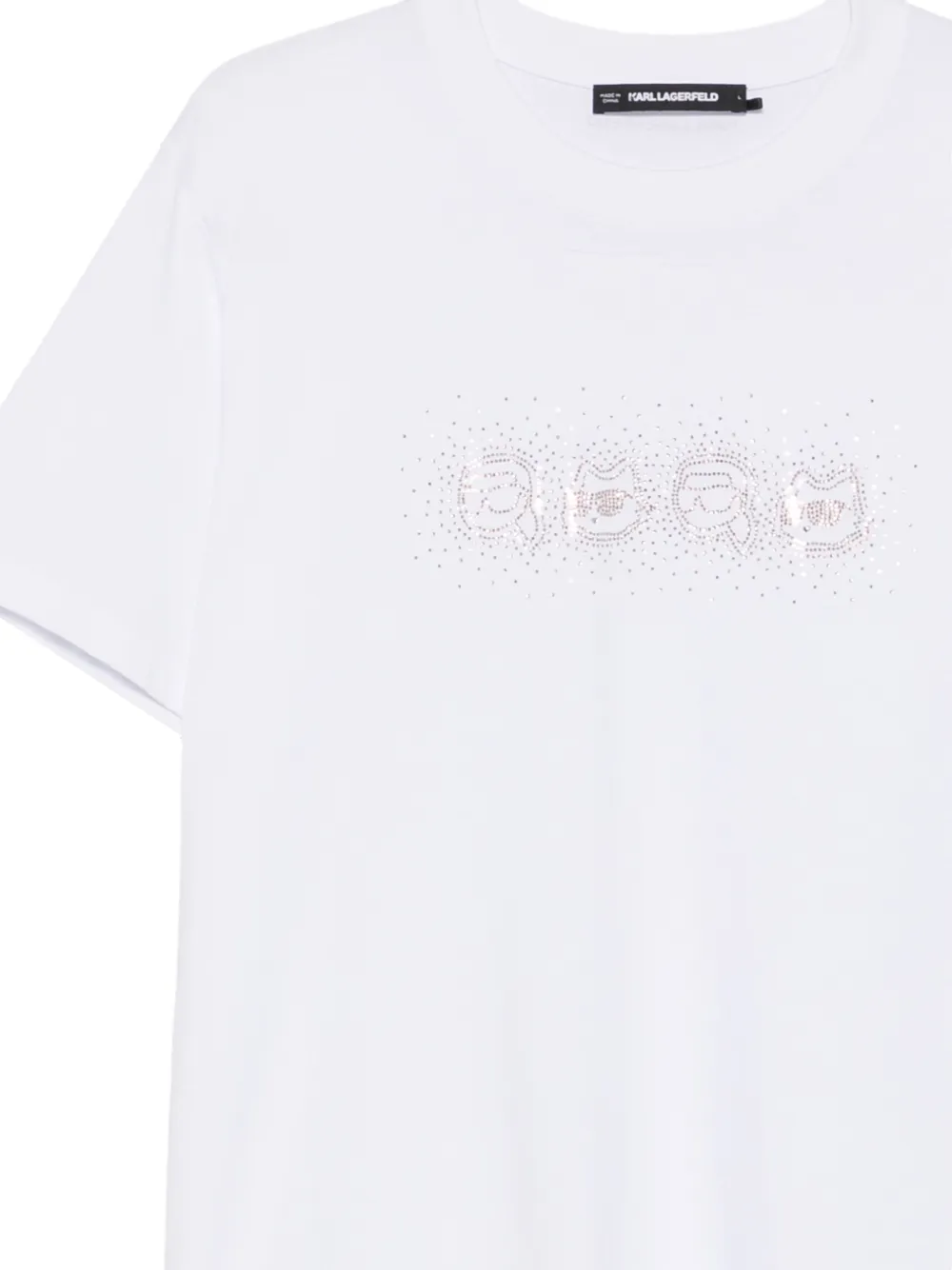 Karl Lagerfeld Ikon T-shirt verfraaid met stras Wit