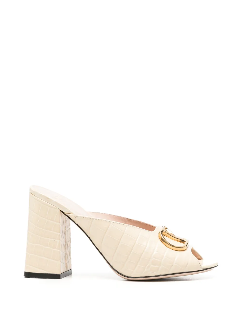 Valentino Garavani Pre-Owned VLogo Signature croc-effect heeled sandals - Nude
