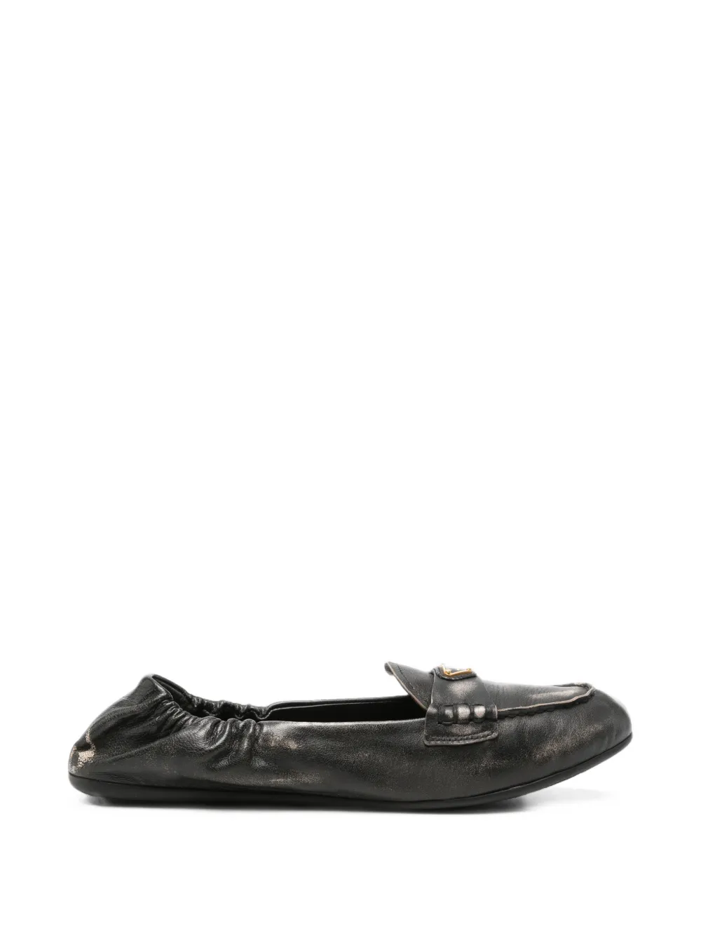Pre-owned Prada Elasticated Leather Loafers In Black