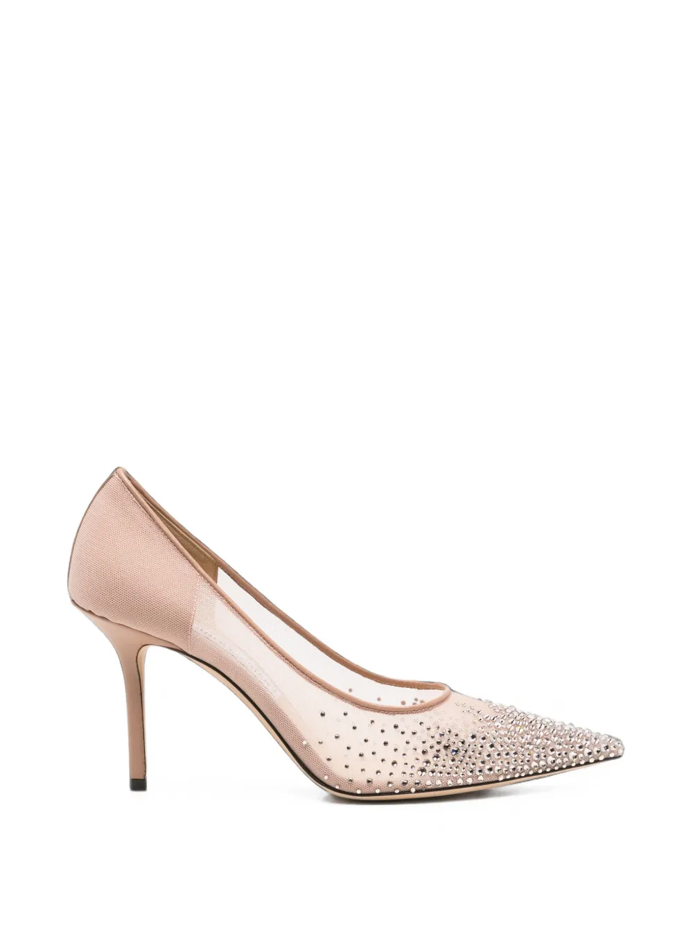 Pre-owned Jimmy Choo Love 85 Crystal-embellished Mesh Heeled Pumps In Neutrals