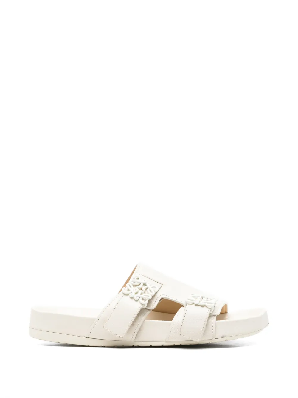 Pre-owned Loewe Ease Anagram Flat Sandals In Neutrals