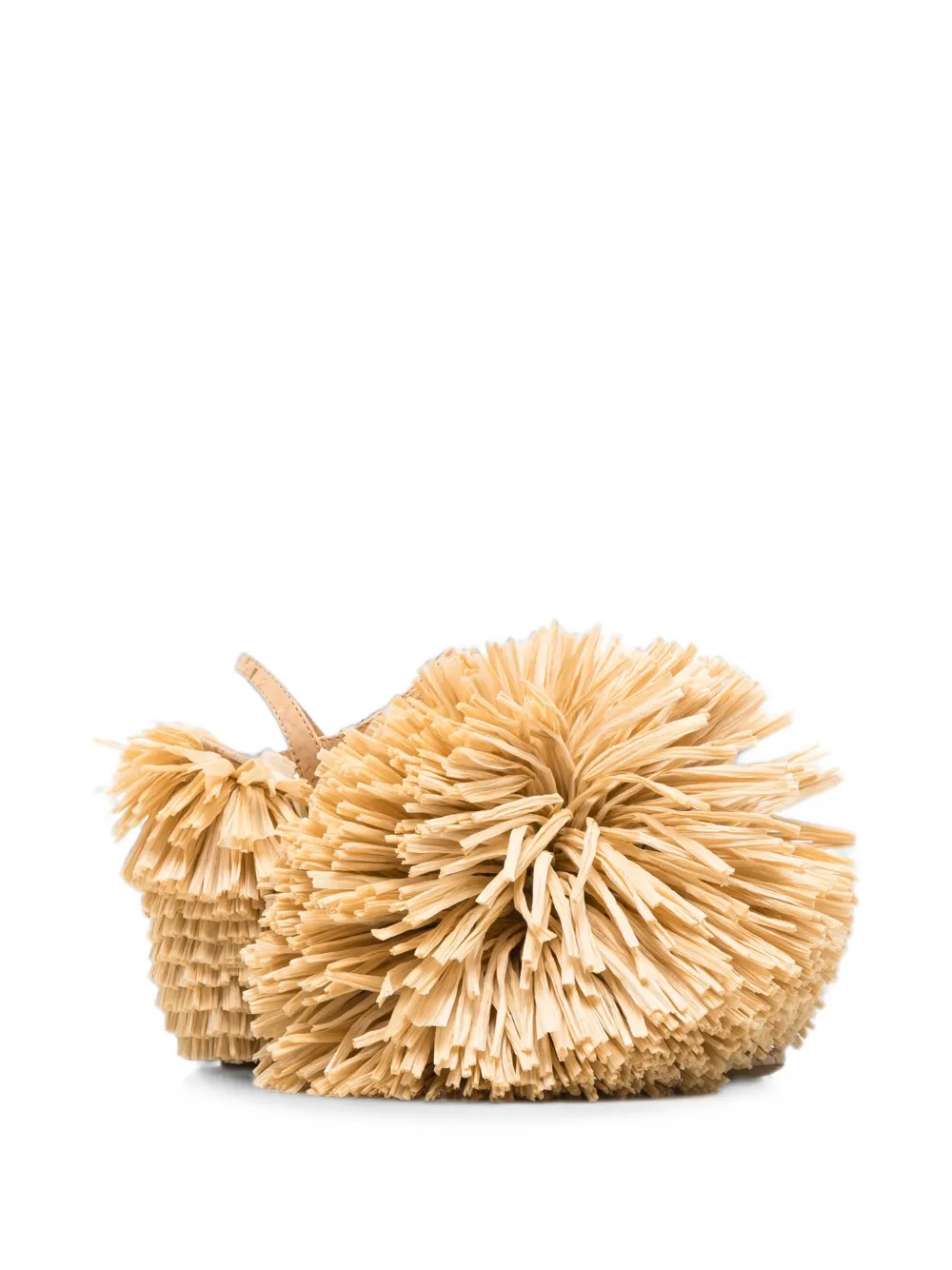 Pre-owned Moschino Raffia Pom-pom Sandals In Neutrals