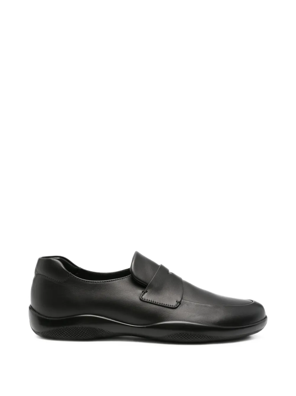Pre-owned Prada Toblach Leather Loafers In Black