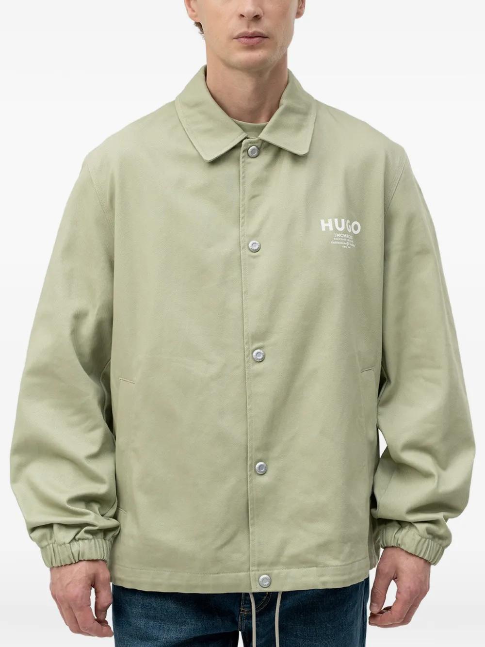 HUGO cotton-twill coach jacket with logo details - Toni neutri