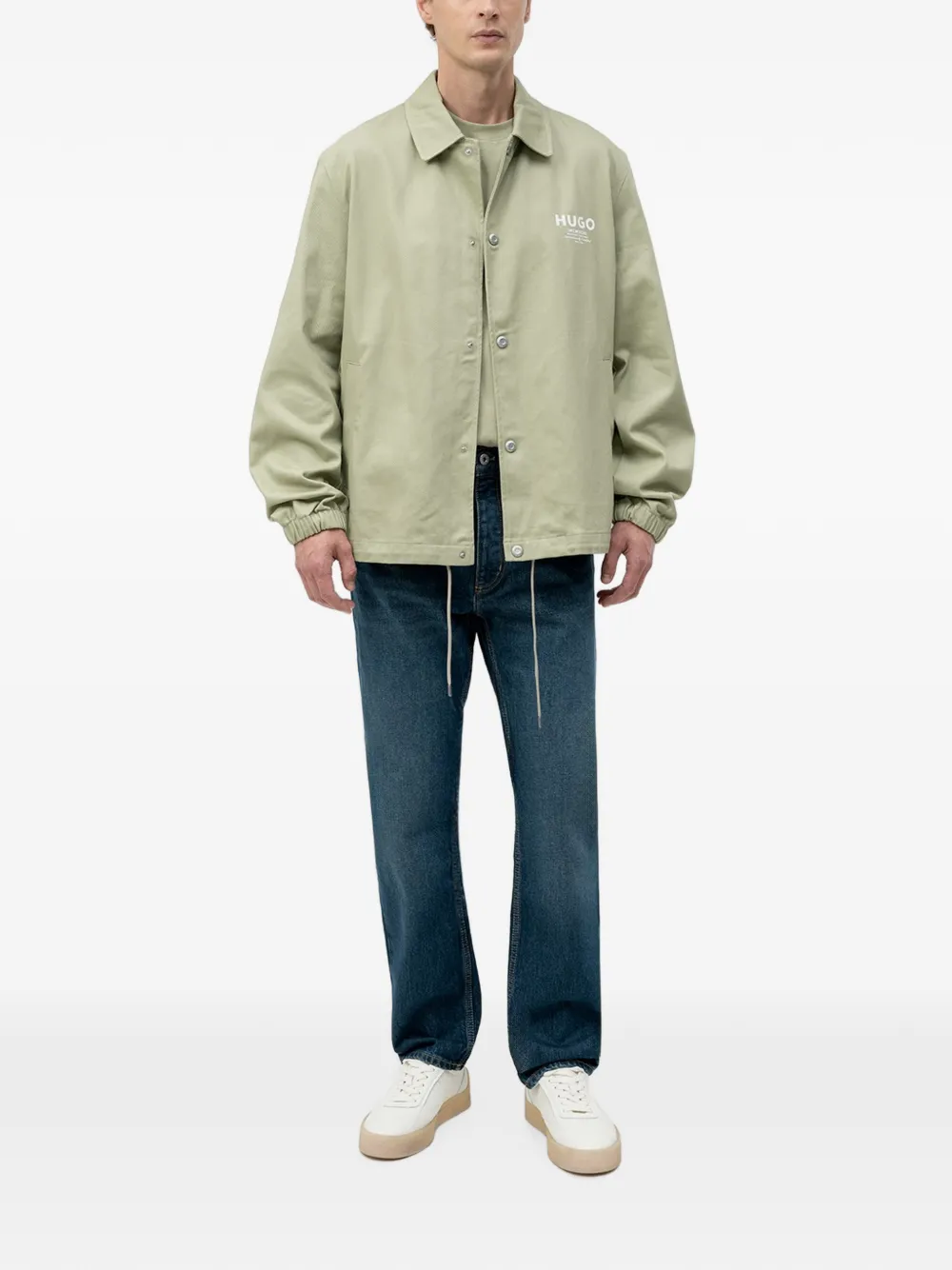 HUGO Twill trainingsjack met katoenen print en logo Beige