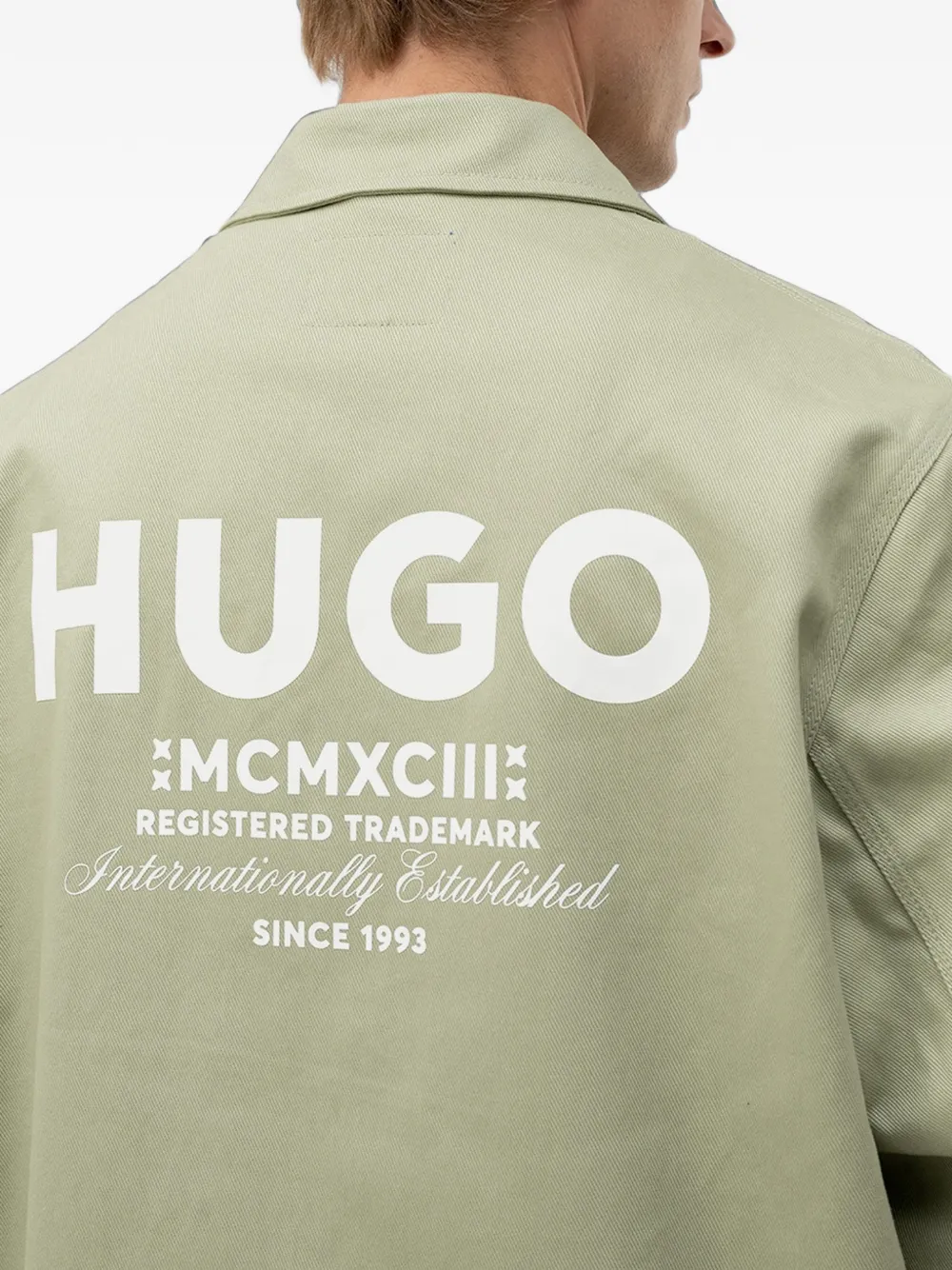 HUGO Twill trainingsjack met katoenen print en logo Beige