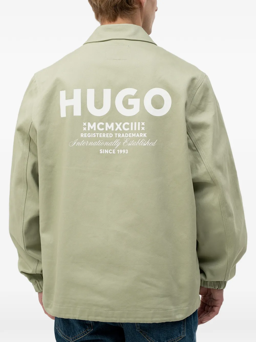 HUGO Twill trainingsjack met katoenen print en logo Beige
