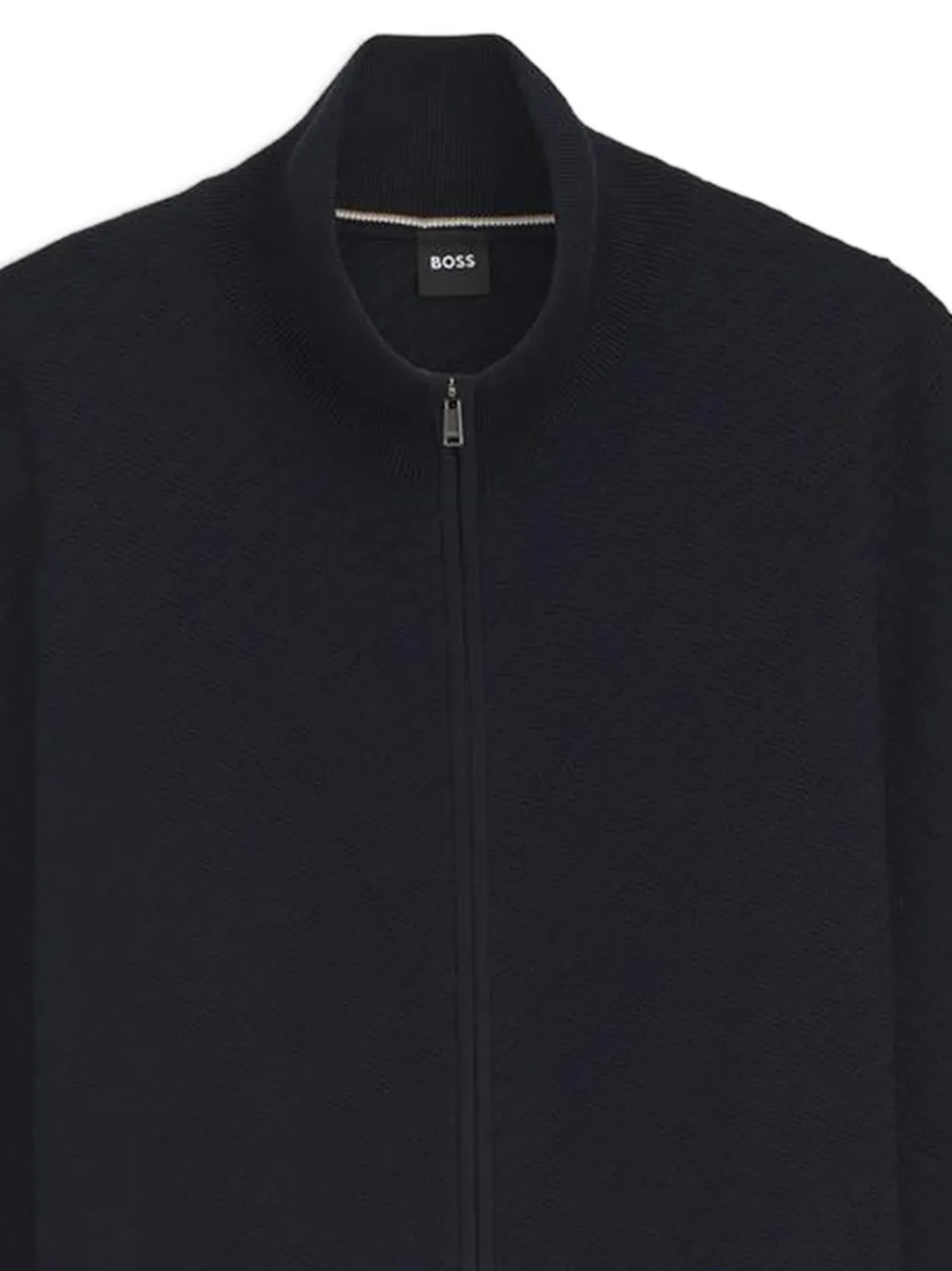 BOSS katoenen sweater met rits Blauw