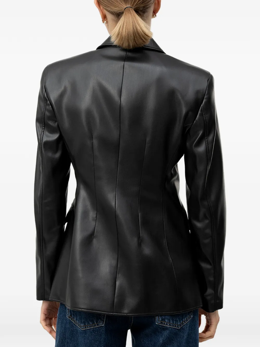 HUGO Regular-fit blazer van imitatieleer Zwart