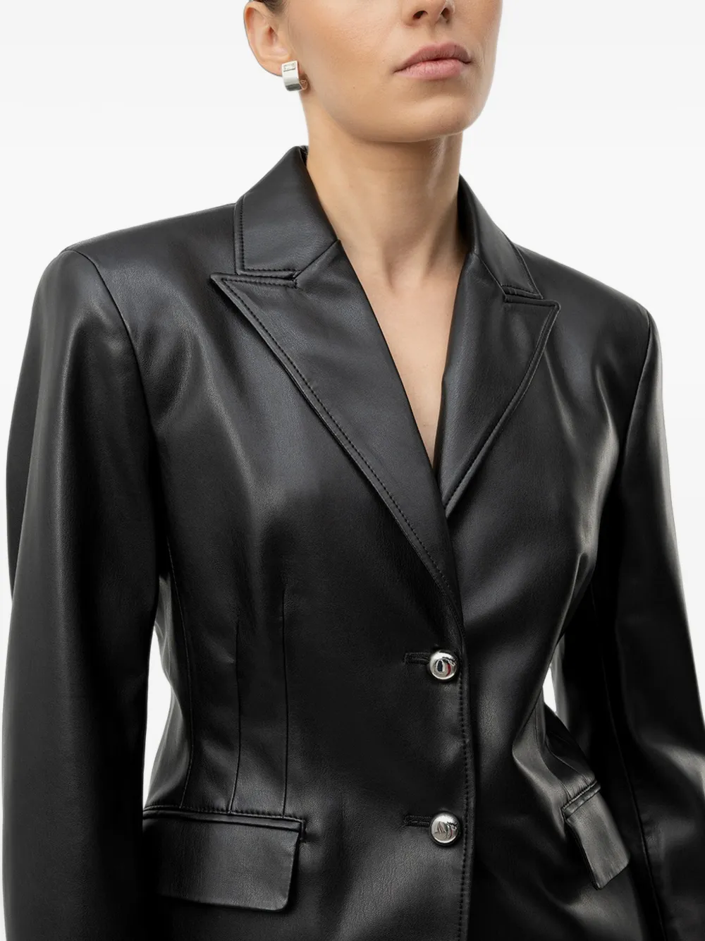HUGO Regular-fit blazer van imitatieleer Zwart