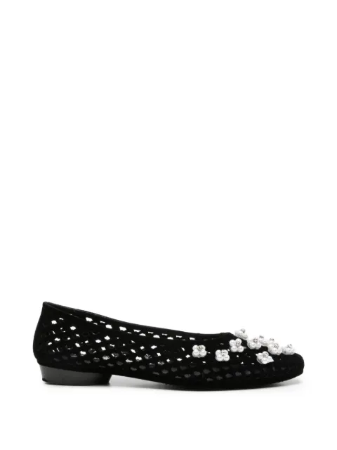 HEAVENLY JELLY Lustre floral-embellished perforated ballet flats